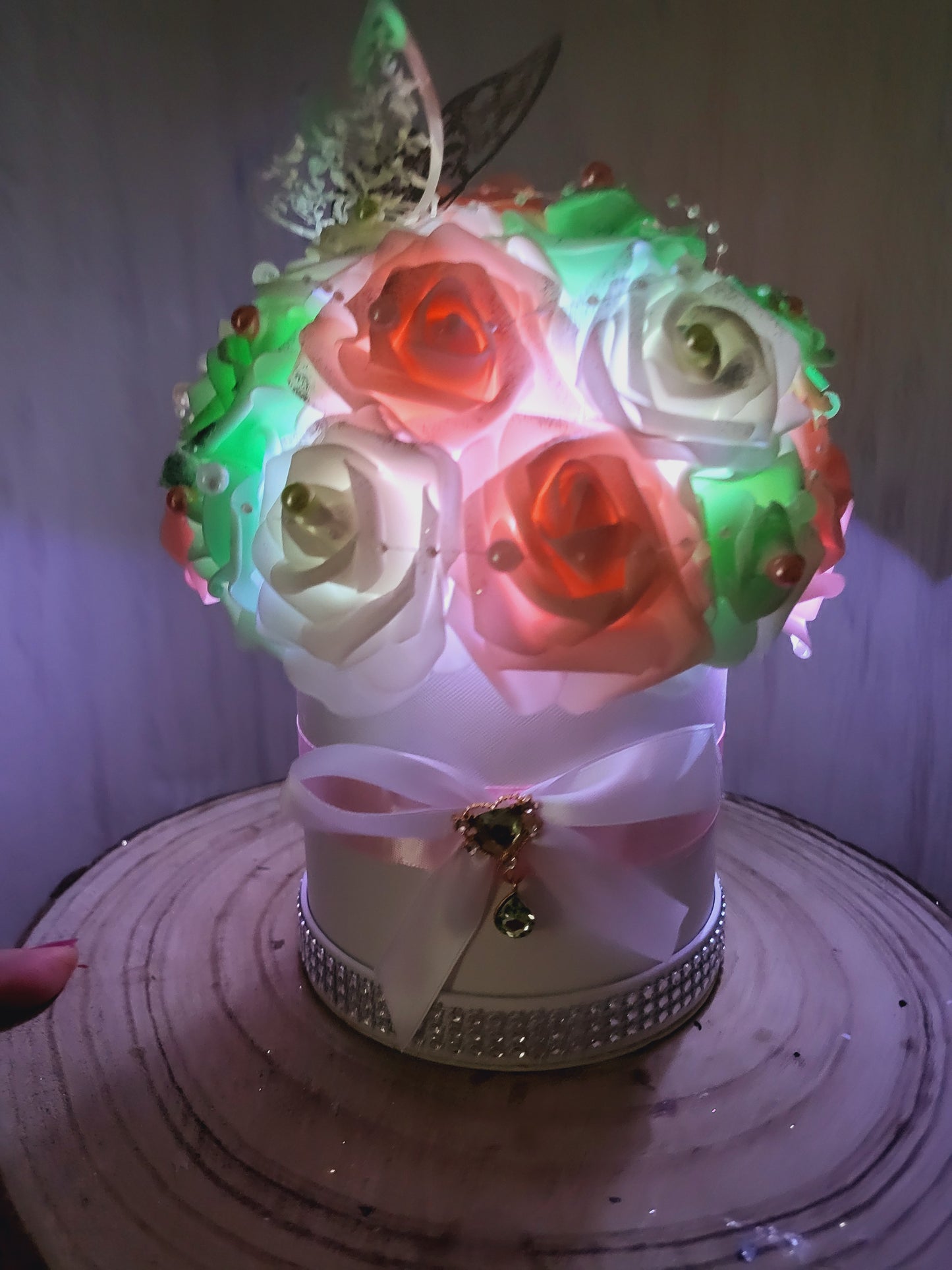 Box florale avec boîte et led