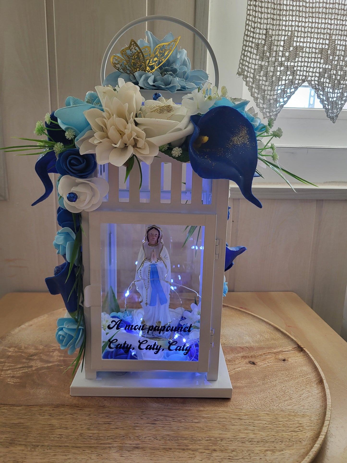 Lanterne avec Sainte vierge Marie pour monument funéraire