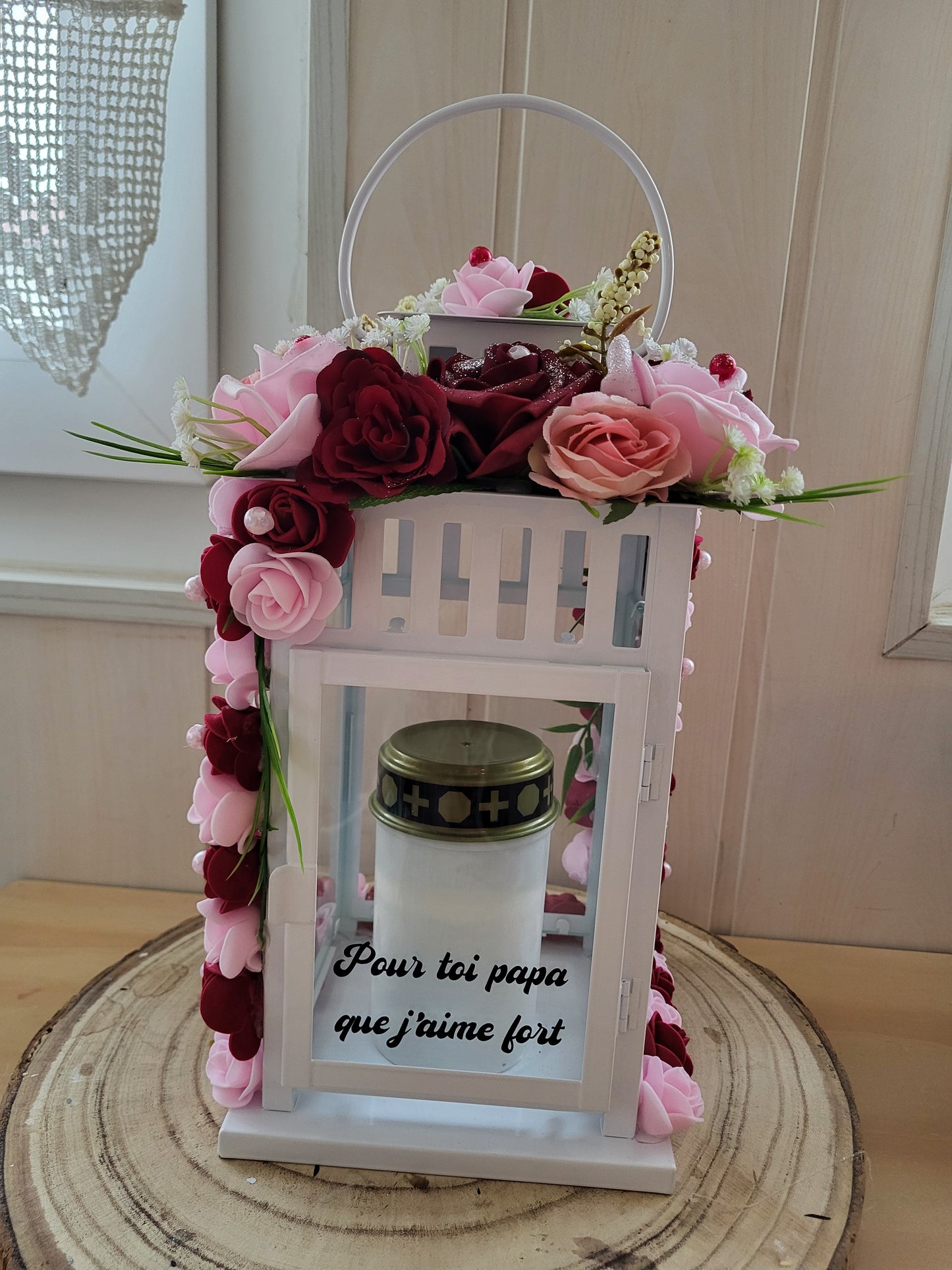 Lanterne pour monument funéraire avec bougie a led(N'HÉSITEZ PAS À PRÉCISER LA COULEURS DE LA LANTE QUE VOUS SOUHAITEZ BLANC OU NOIR)