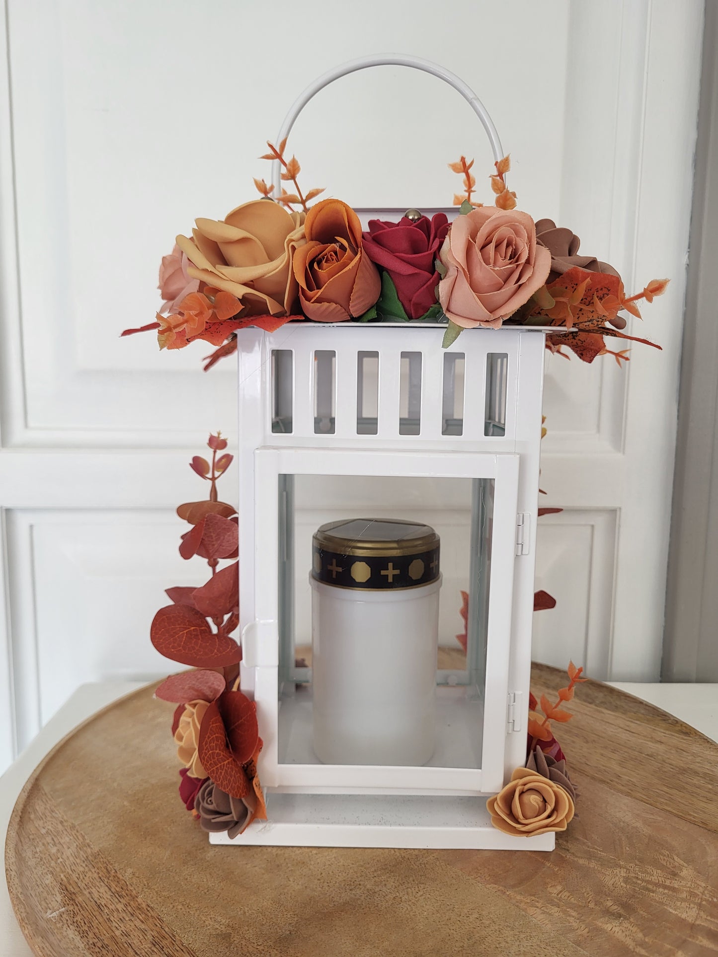 Lanterne automnale avec bougie solaire