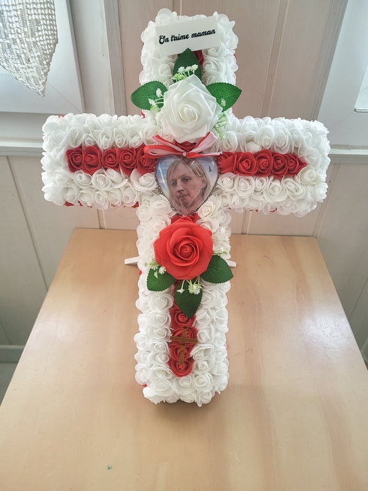 Croix avec photo pour monument funéraire