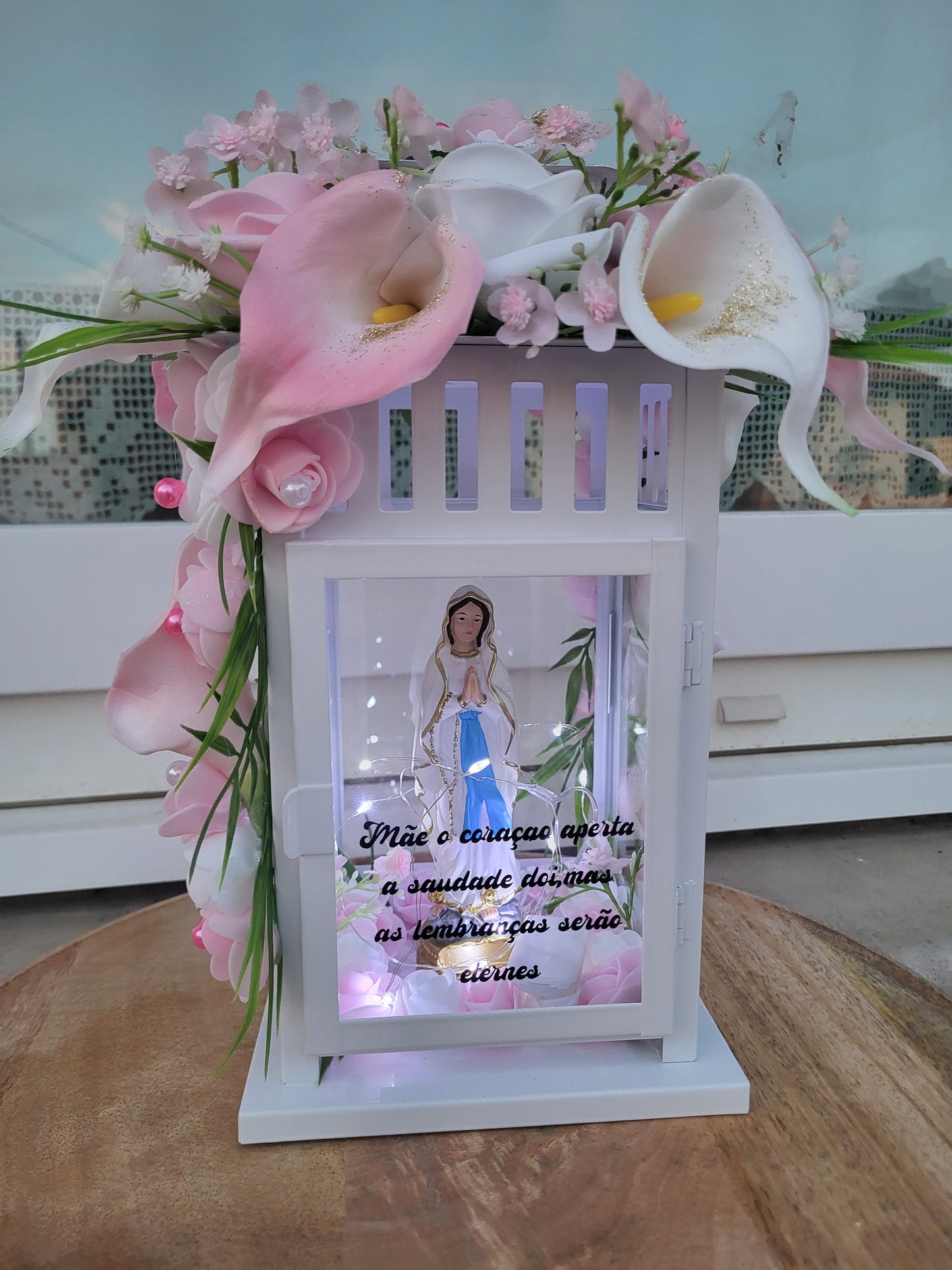 Lanterne avec Sainte vierge Marie pour monument funéraire