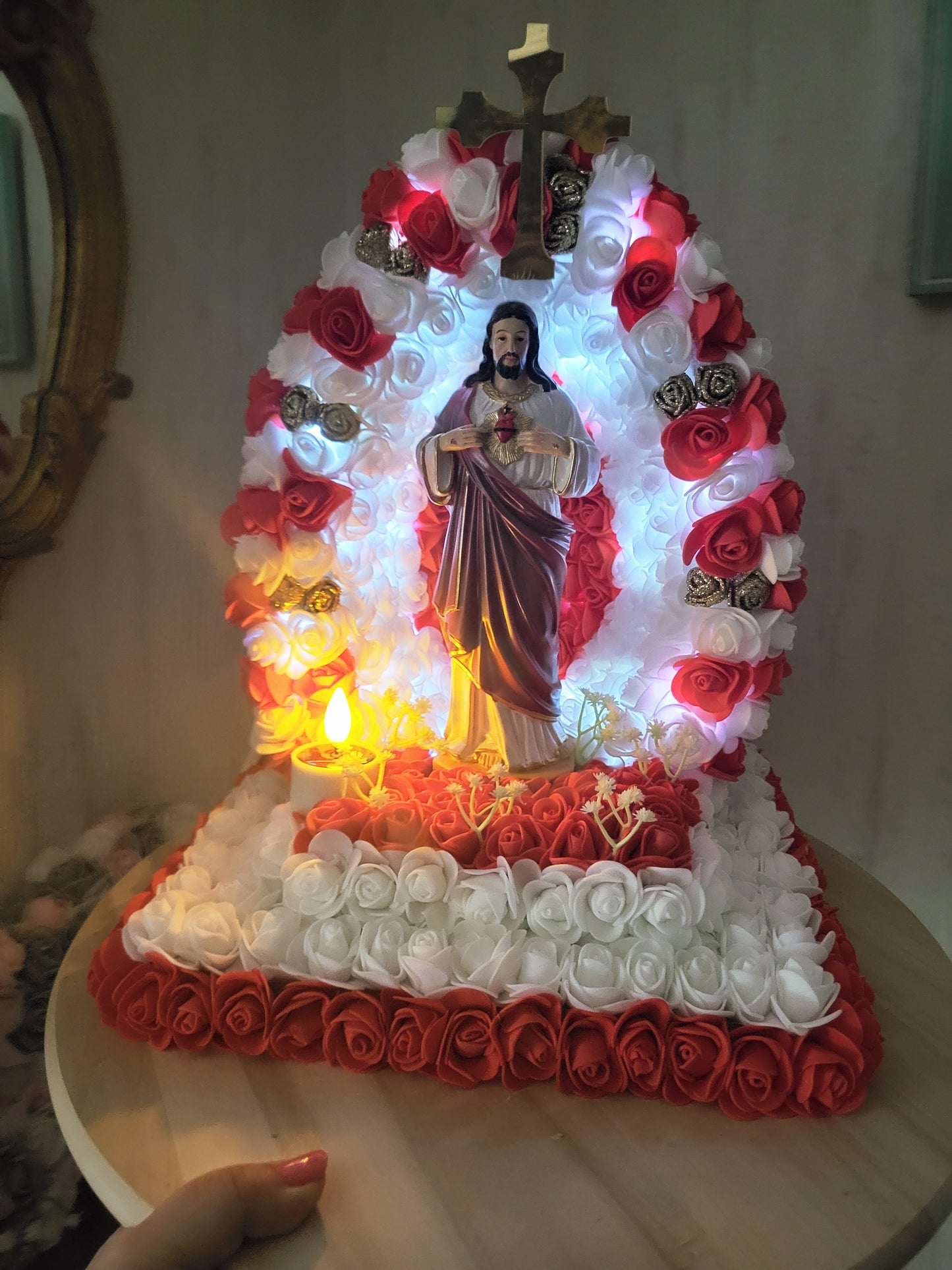 Coeur de jesus pour monument funéraire avec guirlande solaire