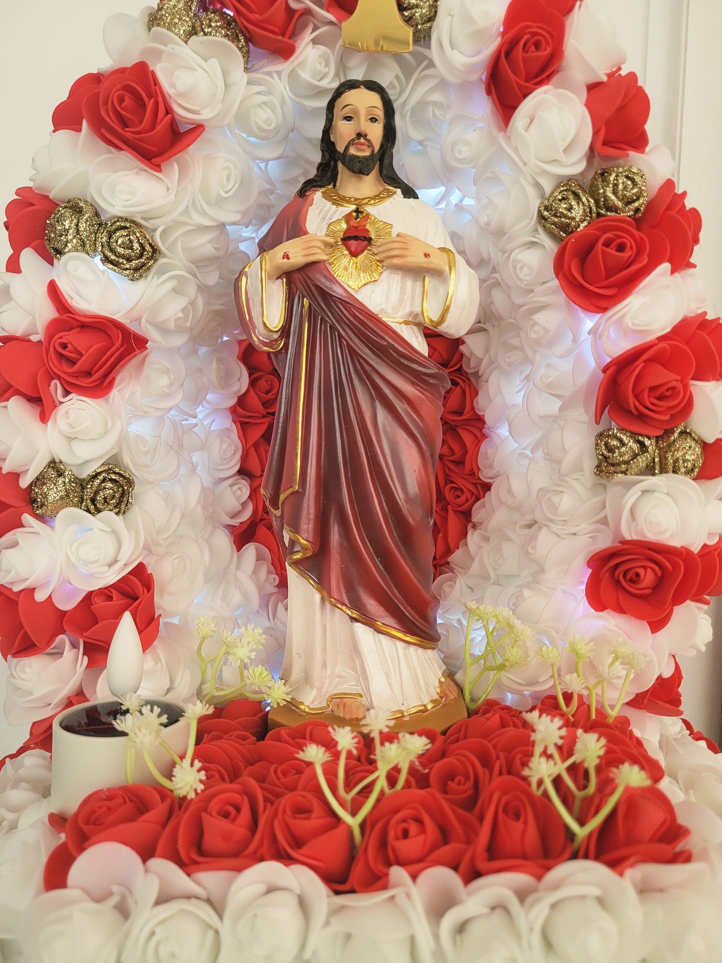 Coeur de jesus pour monument funéraire avec guirlande solaire