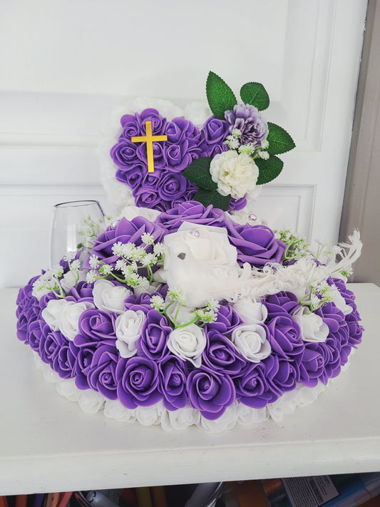 Composition funéraire avec bougie solaire