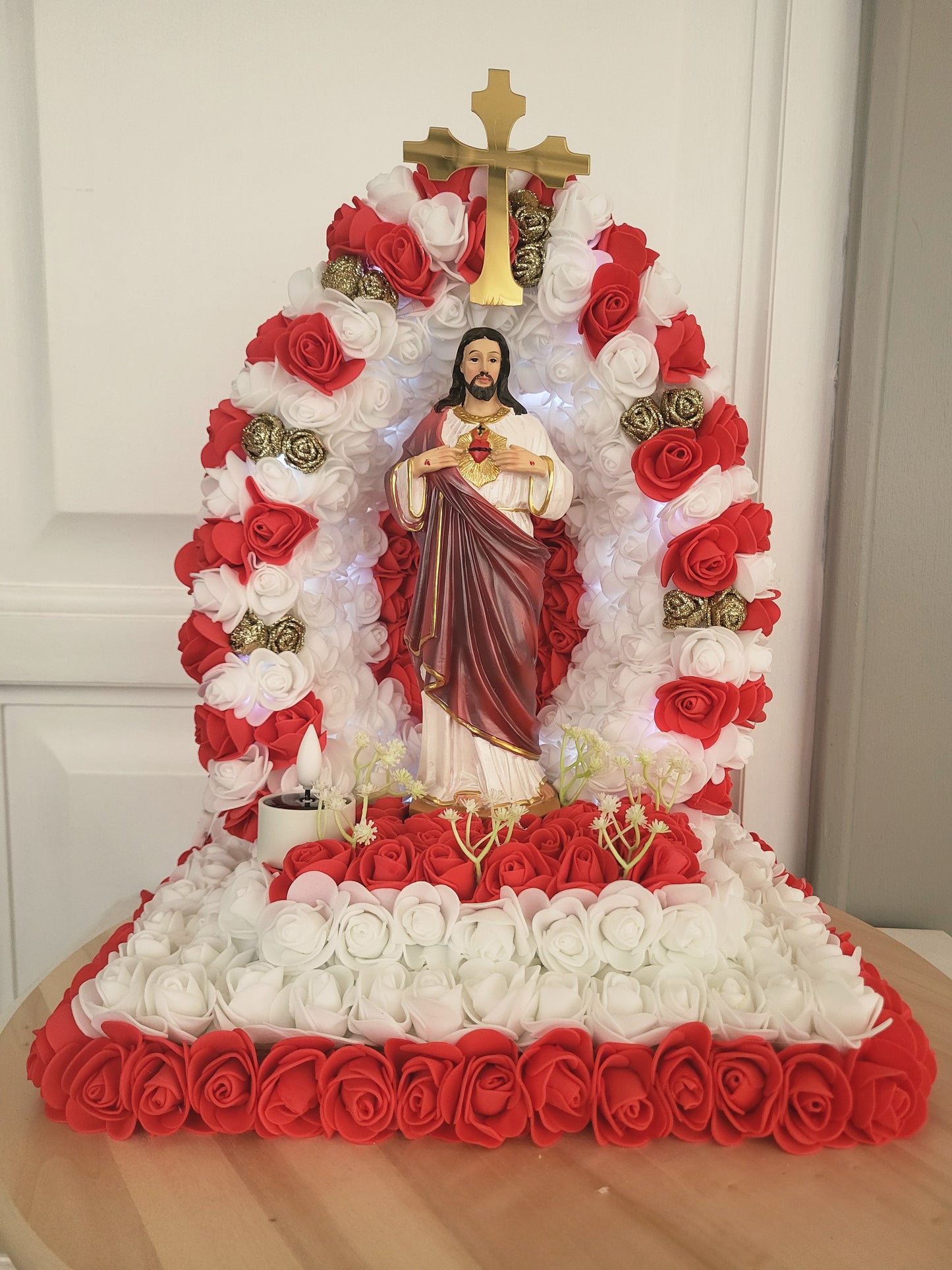 Coeur de jesus pour monument funéraire avec guirlande solaire